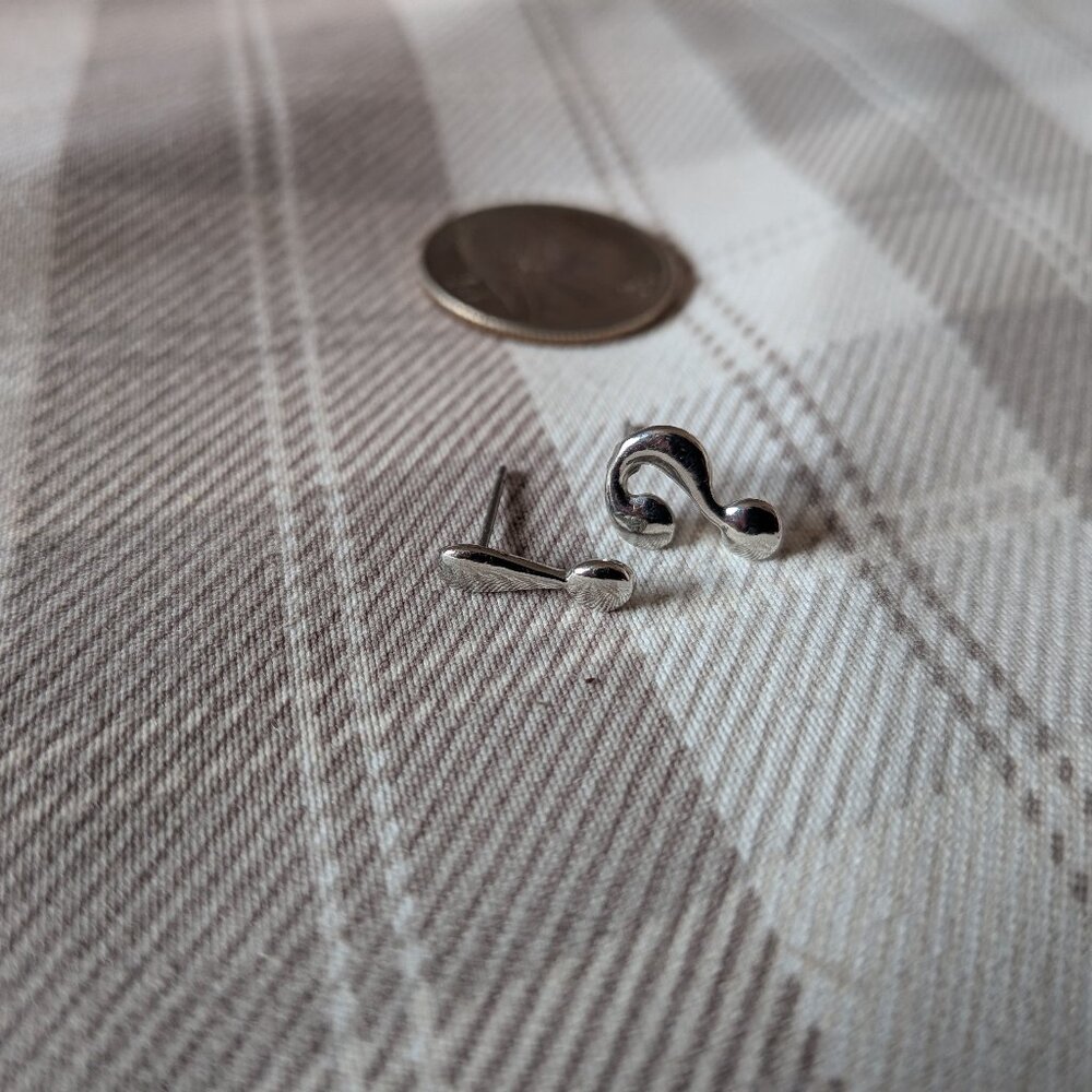 Used Exclamation Point and Question Mark Stud Earrings Without Backs